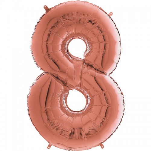 Balão Número 8 Rosa Dourado